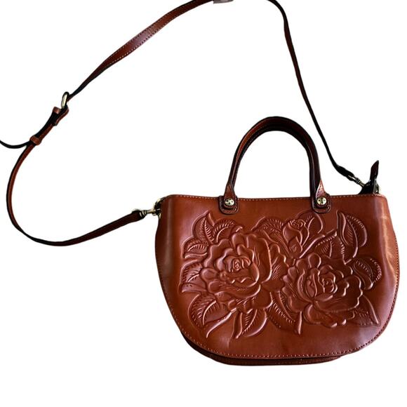 PATRICIA NASH FAIRFORD TULLED LEATHER SATCHEL CLASSIC HANDBAG CASUAL NEUTRAL - Picture 4 of 11